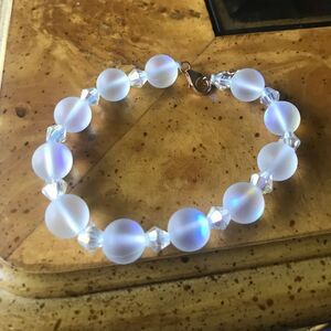 Aurora Borealis Glass Sterling Silver 14k Rose Gold Vermeil Bracelet